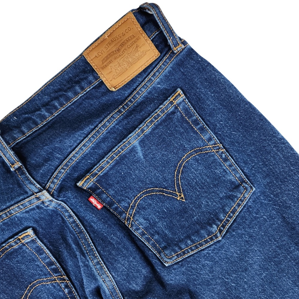 Levi's Wedgie Straight Jeans Women 31 Dark Blue High Rise Cotton Blend
